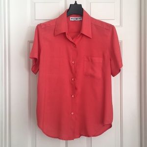 White Stag Button Down Shirt Size Small Collar Orange Pocket